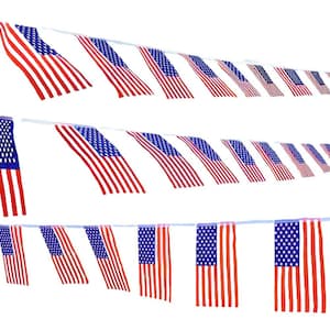 60-Pack American String Flags Banners, 65 ft. US Flag Patriotic Events Banners Independence Day Decor Flags