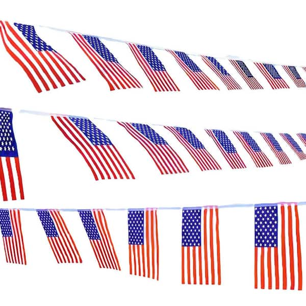 60-Pack American String Flags Banners, 65 ft. US Flag Patriotic Events Banners Independence Day Decor Flags
