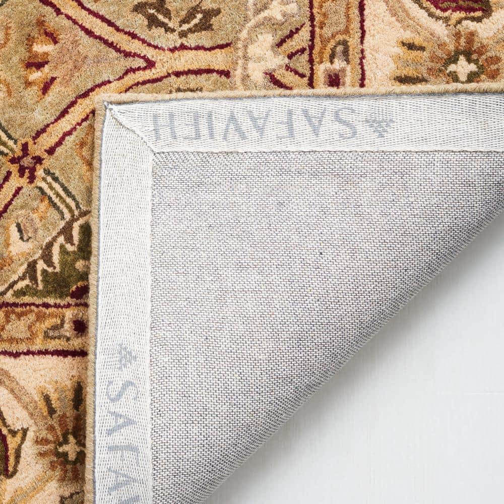 Handmade Light Green and Beige Wool Tufted Runner Rug