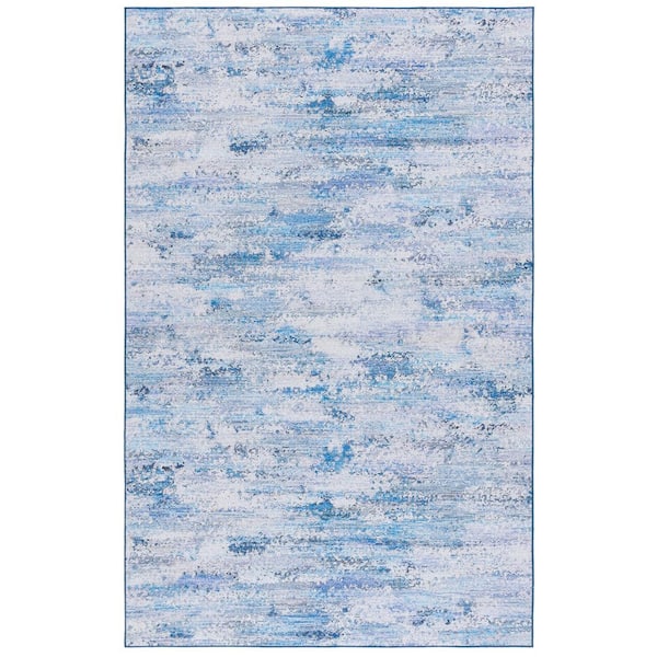 SAFAVIEH Tacoma Gray/Blue 4 ft. x 6 ft. Machine Washable Marble Area Rug