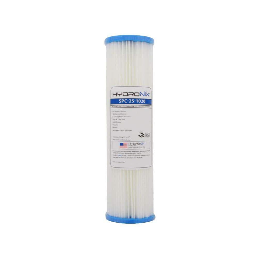 HYDRONIX SPC-25-1020 2.5 in. x 9-3/4 in. 20 Micron Polyester Pleated ...