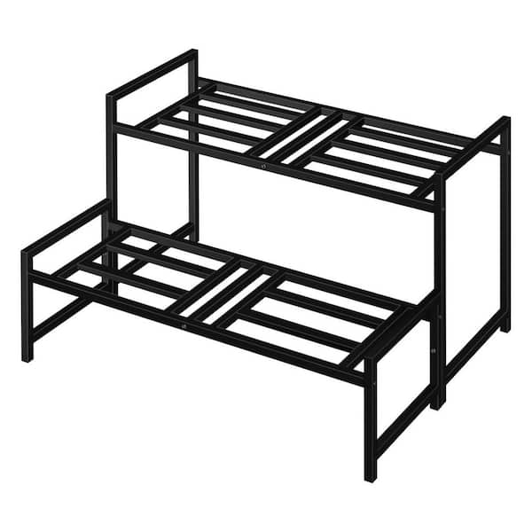 2-Tier Black Iron Plant Stand(28 in. H W x 16.5 in. H)