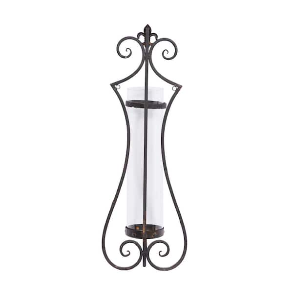 Litton Lane Black Metal Single Candle Wall Sconce 68751 - The Home