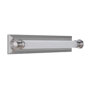 Langston 24 in. 1-Light Brushed Polished Nickel Finish LED Vanity Light Bar with White Frost Glass