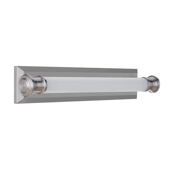 Langston 24 in. 1-Light Brushed Polished Nickel Finish LED Vanity Light Bar with White Frost Glass