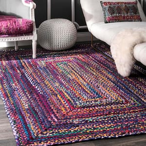 Tammara Colorful Braided Purple Multi 4 ft. x 6 ft. Area Rug