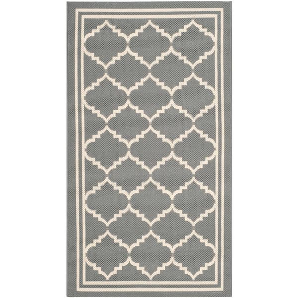 Courtyard Anthracite/Beige Doormat 2 ft. x 4 ft. Geometric Indoor/Outdoor Patio Area Rug