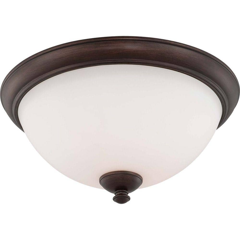 Prairie Bronze 15.75" Frosted Glass Flush Dome Light