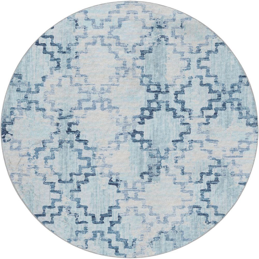 Dream Shag Premium Machine Washable Abstract ADS121 Blue 8 ft. x 8 ft. Round Rug price history on PriceWatchPro