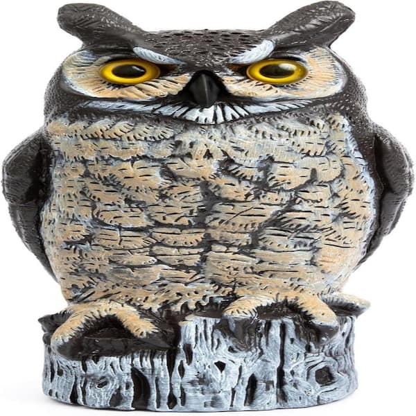 Fake Owl Decoy for Scaring away Birds in Gardens, Roofs and Patios, 16 in. Great Horned Owl