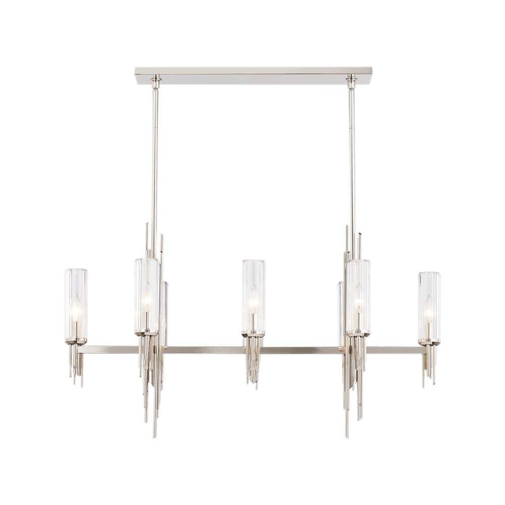 Alora Remy 12" Polished Nickel Pendant Light with Ribbed Glass
