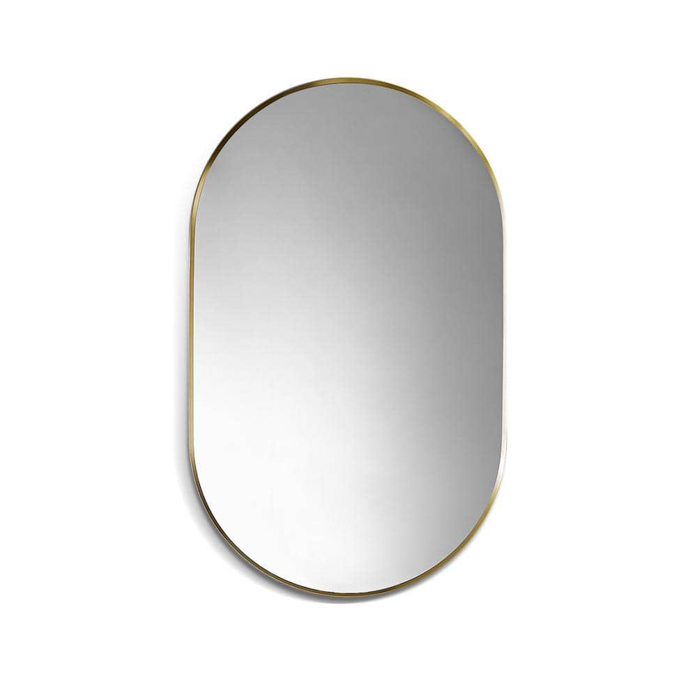 Altair Ispra 36 Oval Bathroom Vanity Aluminum Framed Wall Mirror, Brushed Gold