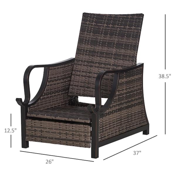 Outsunny Rattan Adjustable Recliner Chair with Hand-Woven All-Weather  Wicker for Patio, Outdoor, Garden, Poolside, Blue