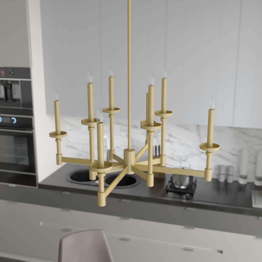 Hunter Briargrove Modern Brass 8-Light Tiered Candle Chandelier