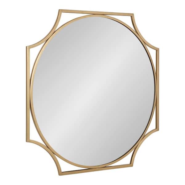 Kate and Laurel Rateau 28.00 in. H x 28.00 in. W Round Metal Framed Gold Mirror