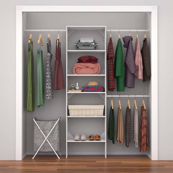 White Wood Closet System, Closetmaid Shelving System