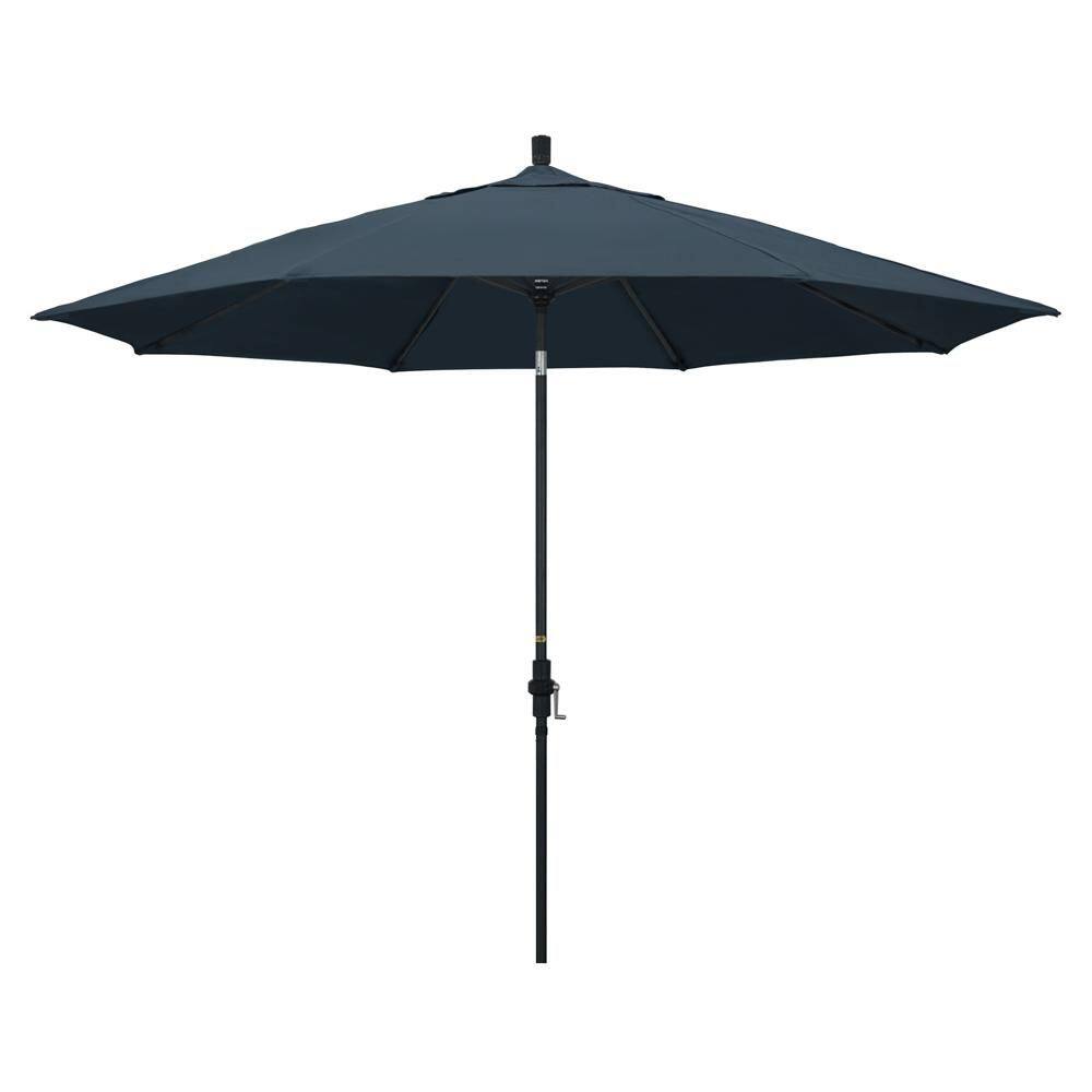 11 ft. Black Aluminum Market Patio Umbrella with Aluminum Ribs Collar Tilt Crank Lift in Sapphire Pacifica price history on PriceWatchPro