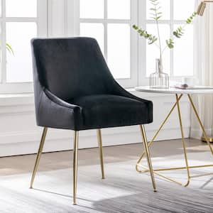 Trinity Black Upholstered Velvet Accent Chair With Metal Legs