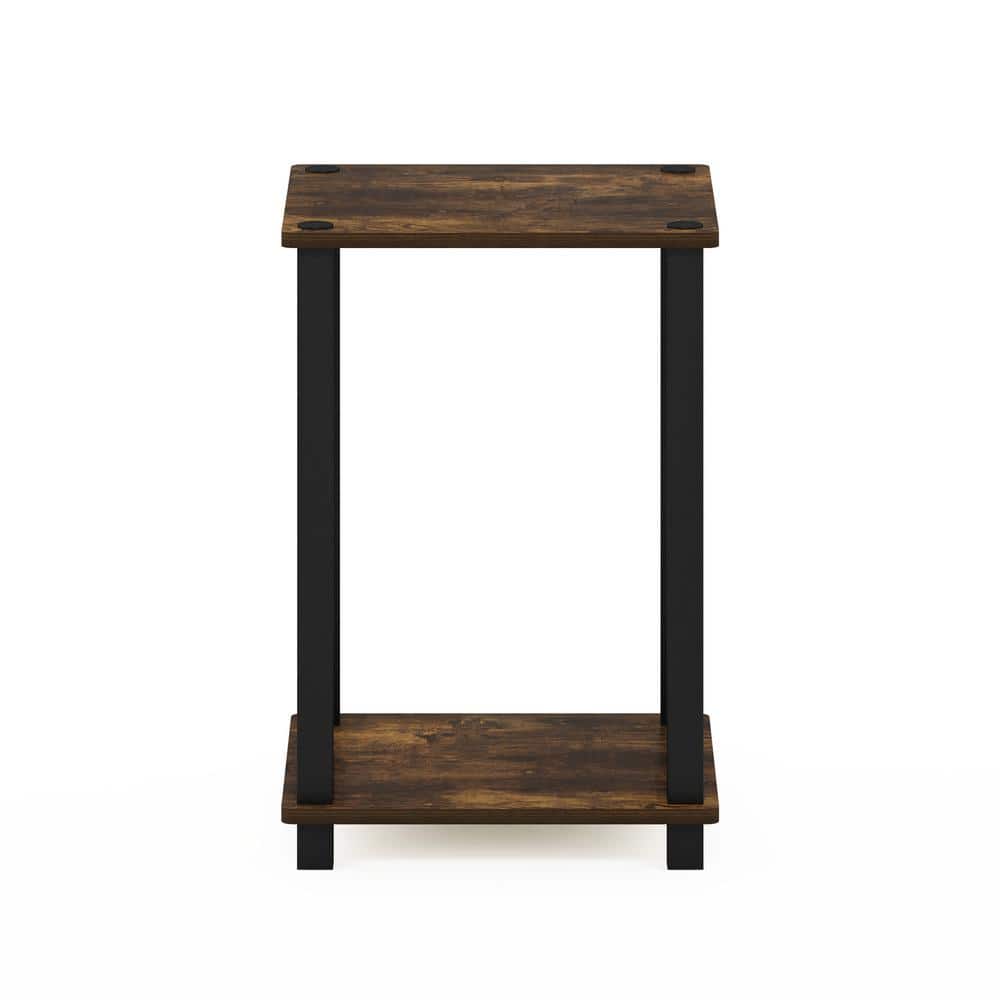 Amber Pine and Black Minimalist End Table