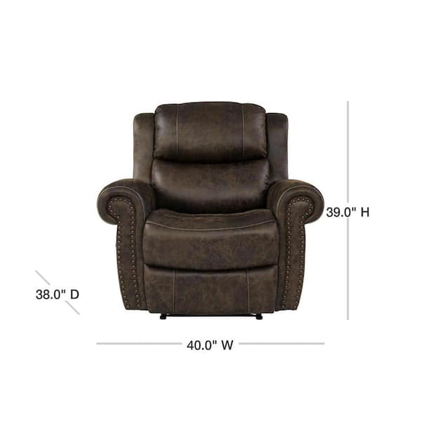 Distressed Saddle Brown Faux Leather, Large Leather Recliner