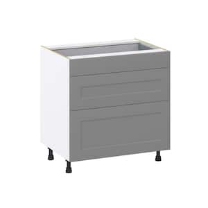 Bristol Painted Slate Gray Shaker Assembled Base Kitchen Cabinet with 3 Drawer (33 in. W X 34.5 in. H X 24 in. D)
