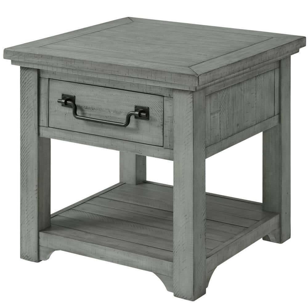 Grey end deals table with drawer