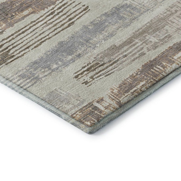 Mayfield Premium Machine Washable Abstract AMF1665 Linen 3 ft. x 4 ft. Area Rug