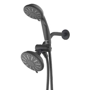 6-Spray 5 in. Dual Wall Mount Fixed and Handheld Shower Head 1.8 GPM in Matte Black