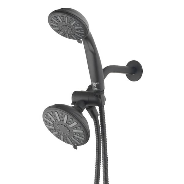 Glacier Bay 6-Spray 5 in. Dual Wall Mount Fixed and Handheld Shower Head 1.8 GPM in Matte Black