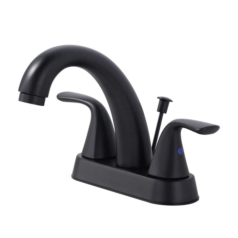 4 in. Centerset Double Handle Bathroom Faucet with Drain Kit Included in Matte Black price history on PriceWatchPro