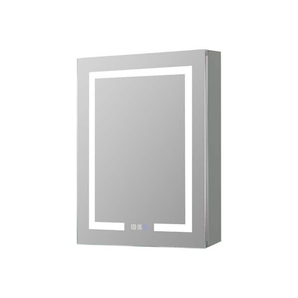 Unbranded 24 in. W x 30 in. H Silver Recessed Mount LED Defogging Medicine Cabinet with Mirror (Right Open Door)
