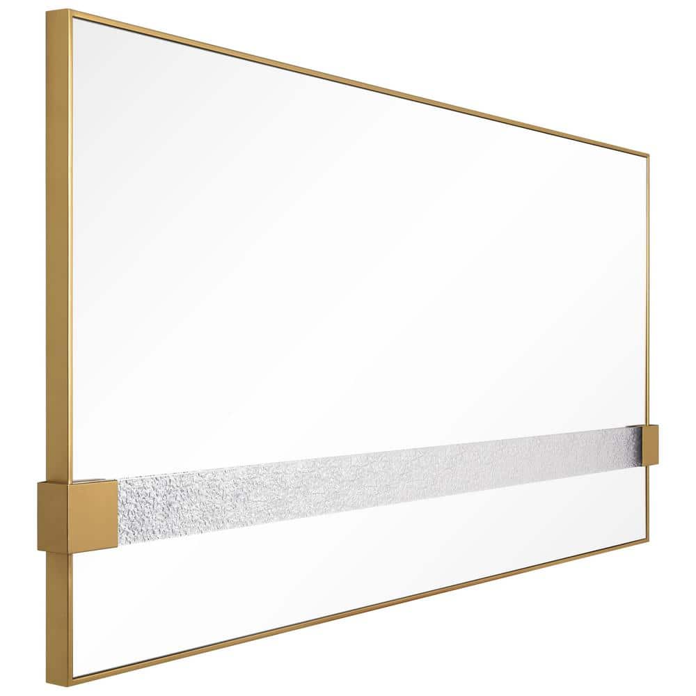 Gleaming Horizon 40"x80" Silver Mirror with Gold Iron Frame