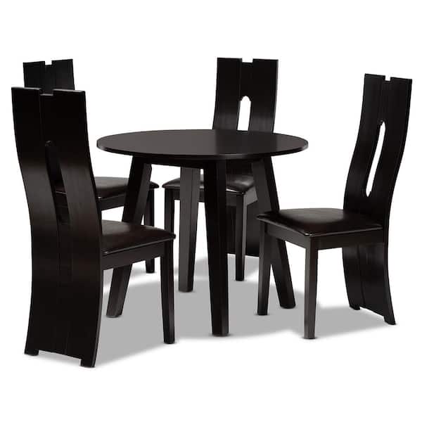 Baxton Studio Torin 5-Piece Dark Brown and Espresso Brown Dining Set