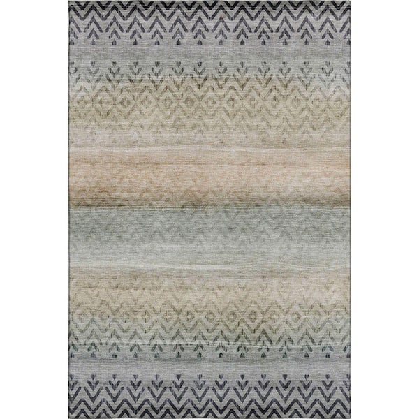 Mayfield Premium Machine Washable Abstract AMF2042 Gray 9 ft. x 12 ft. Area Rug