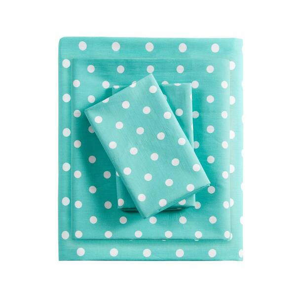 Intelligent Design Polka Dot 4-Piece Seafoam Cotton Full Printed Sheet Set