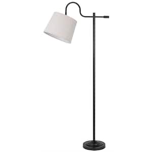 62.5 in. Bronze 1 Dimmable (Full Range) Standard Floor Lamp for Living Room with Cotton Empire Shade