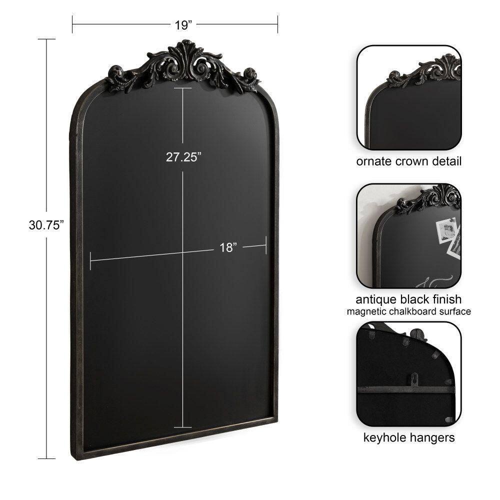Arendahl Black Ornate Magnetic Chalkboard with Vintage Frame
