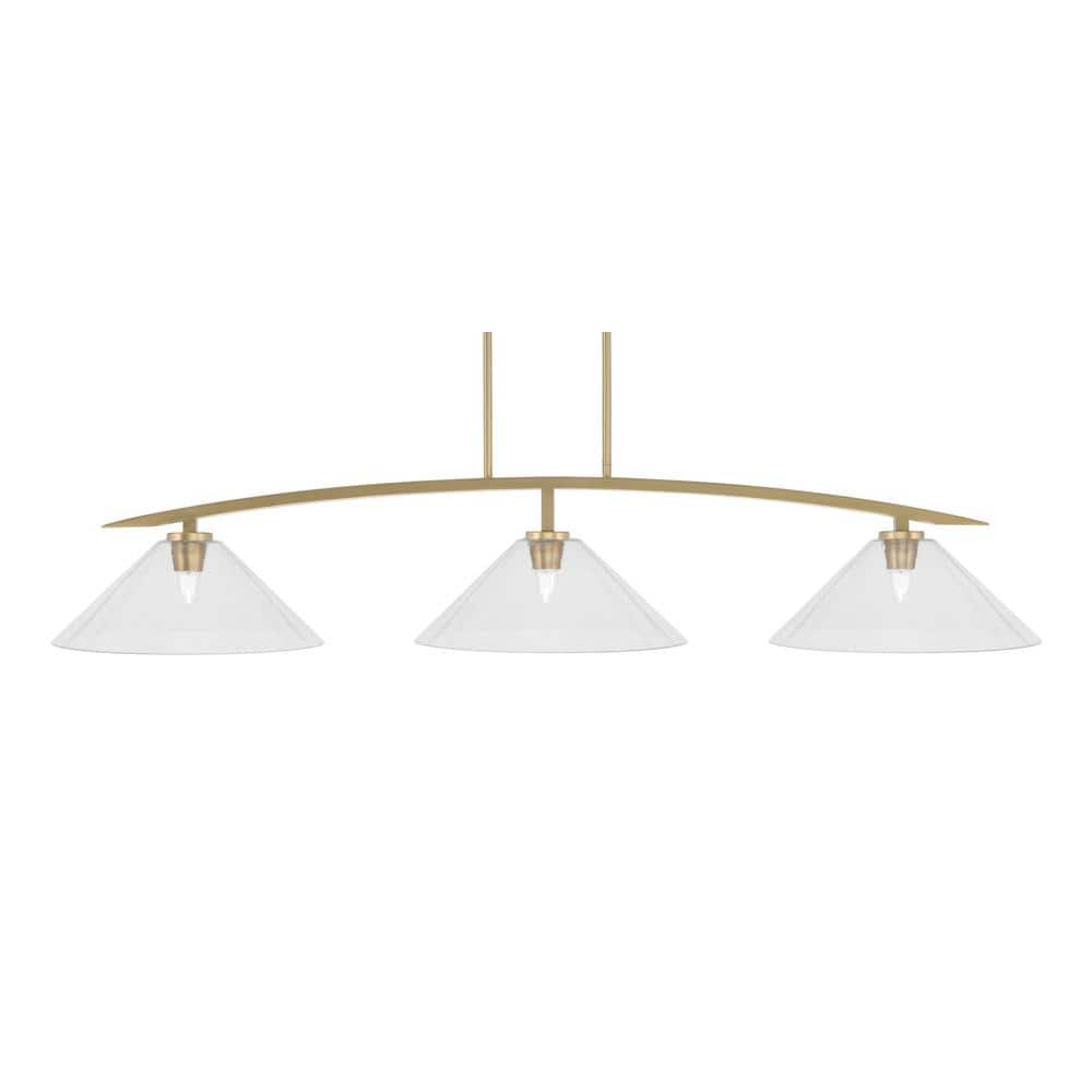 Siena 3-Light New Age Brass Billiard Light with 16 in. Clear Bubble Glass S
