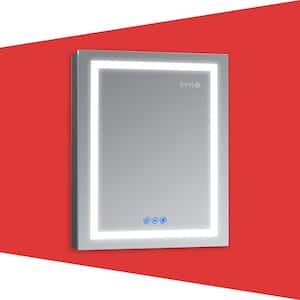 RUBINI 24 in.W x 32 in.H LED Medicine Cabinet Recessed Surface Clock Dimmer Defogger Cosmetic Mirror Outlet USB R-Hinge