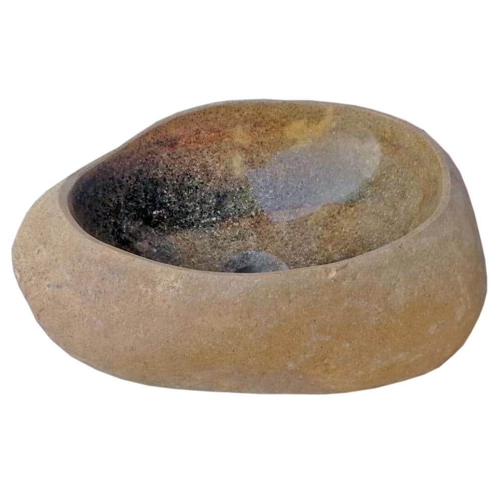 Natural River Rock Stone Bathroom Sink with Polished Interior