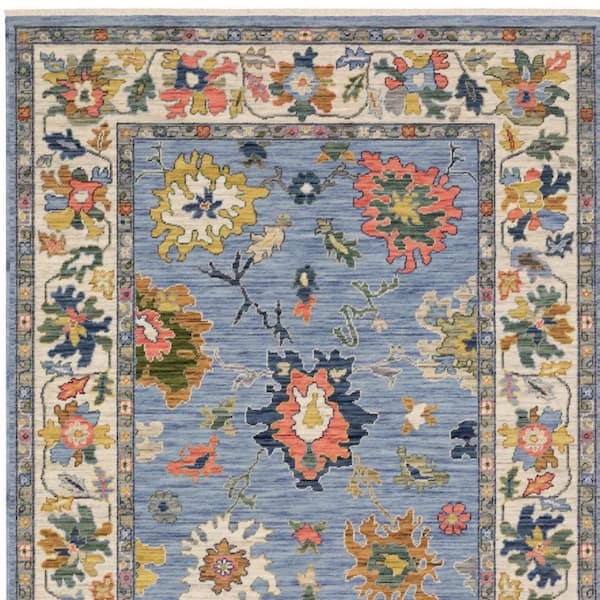 8 ft. x 11 ft. Blue, Ivory, Yellow Oriental Washable Area Rug