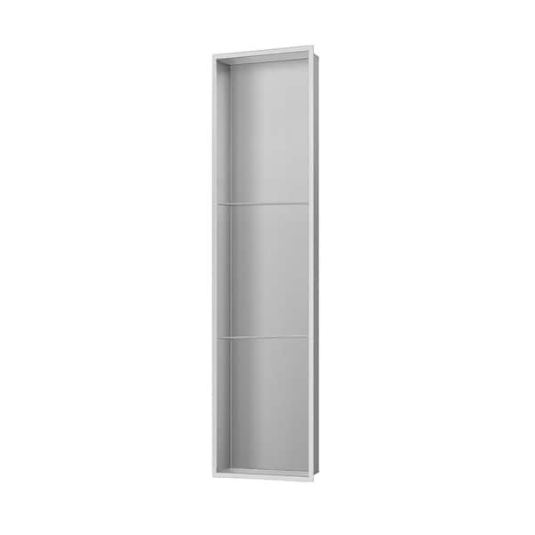 7.3 in. W x 35.3 in H x 4 in. D Stainless Steel Single Shelf Recessed Shower Niche in Brushed Stainless Steel