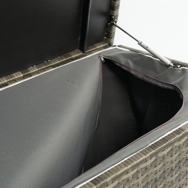 その他 344 Outdoor Storage Box, 200 Gallon Wicker Deck Box with Lid