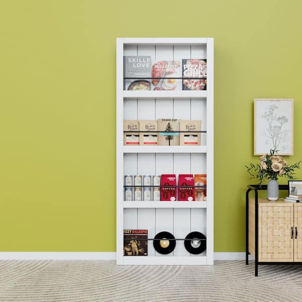 36 in. x 84 in. White Primed Composite MDF Shelves Sliding Barn Door with Hardware Kit and Soft Close