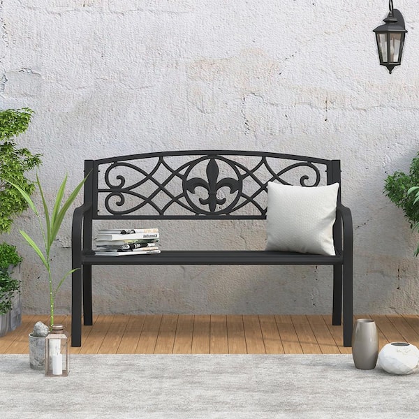 Maypex 50 in. Steel Outdoor Patio Porch Chair Loveseat Bench