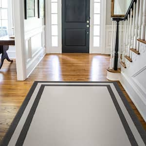 Cream/Grey 3 ft. x 5 ft. Bordered Area Rug