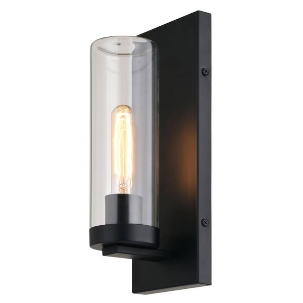 VAXCEL Grantley 1-Light Matte Black Indoor Outdoor Hardwired Wall ...