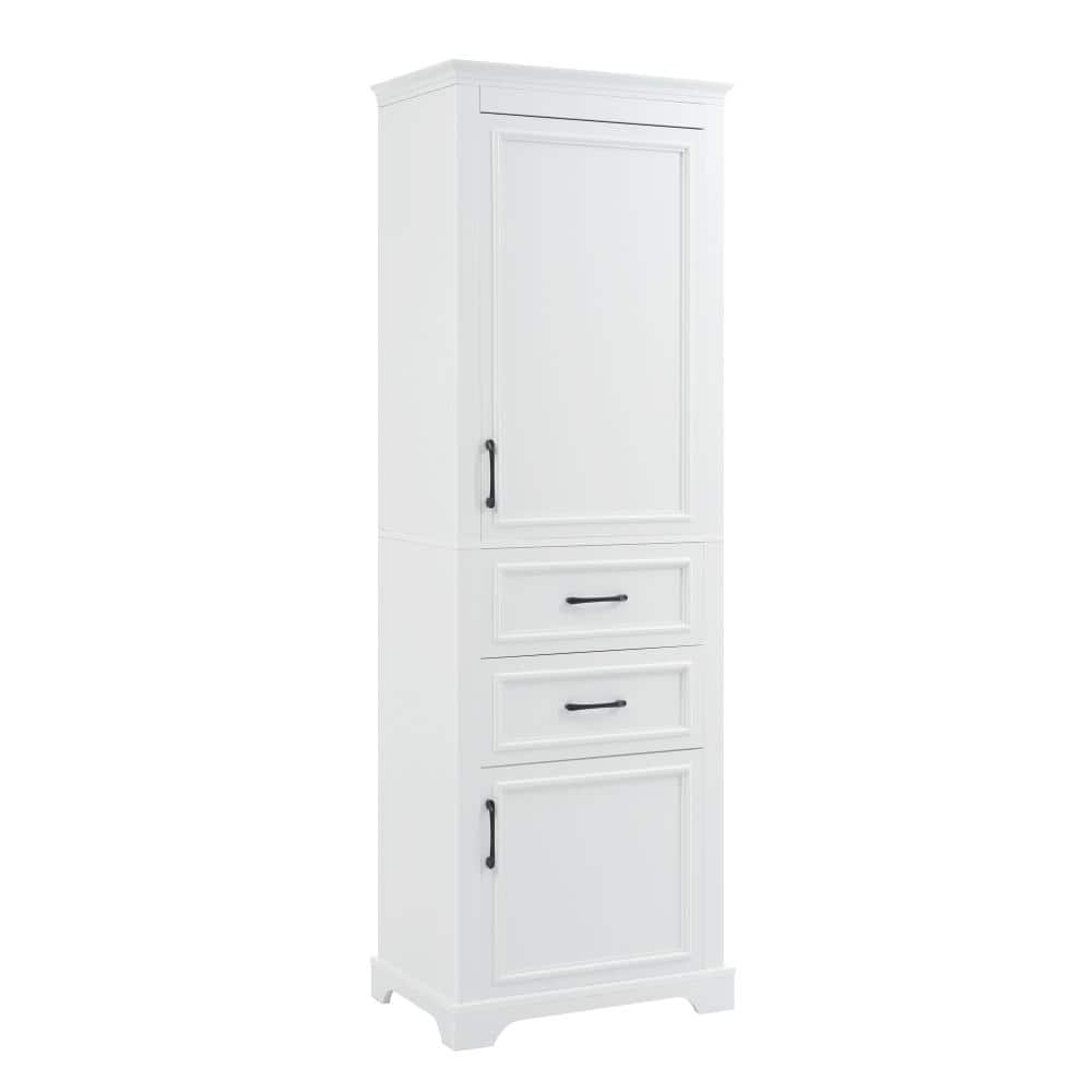 23.8 in. W x 15.7 in. D x 71 in. H White MDF Freestanding Linen Cabinet with 2 Drawers, 2 Doors price history on PriceWatchPro