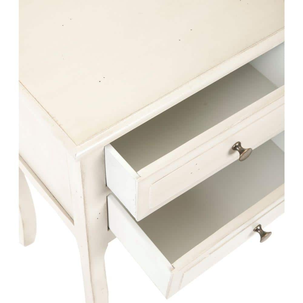 Beige Transitional Solid Poplar Rectangular End Table with Storage