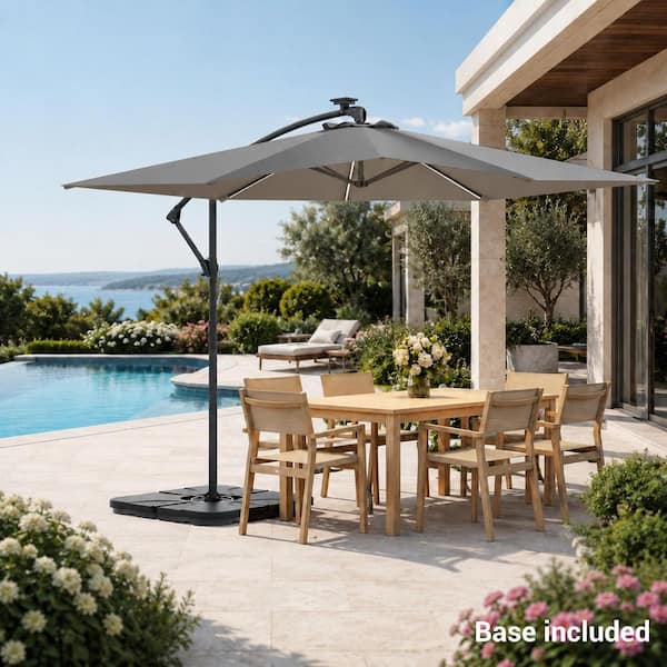 8 ft. steel cantilever patio umbrella in riverbed brown LAUSAINT HOME 12FT Deluxe Cantilever Umbrella with Base Included Heavy Duty Outdoor Umbrellas Garden, Backyard Please Note 8 ft. - Cantilever Umbrellas